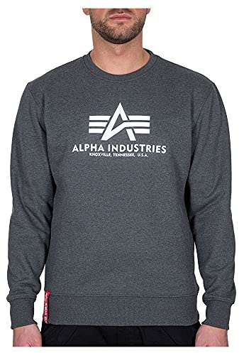 Alpha Industries Basic Sweater Sweatshirt für Herren Charcoal Heather/White