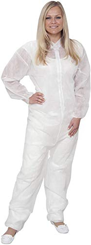 10 x Einweg Overall Premium Weiß Gr. XXXL | Overall mit Kragen | Maleroverall Schutzanzug für leichte Malerarbeiten, Lackierarbeiten, Reinigungsarbeiten | Maleranzug Schutzkleidung Einweganzug