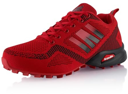 Fusskleidung® Damen Herren Wanderschuhe Atmungsaktive Trail Running Trekkingschuhe Rot EU 38