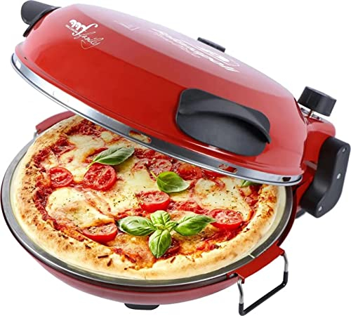 Melchioni Family | Forno Pizza Elettrico in 5 Minuti, BELLANAPOLI, Piatto in Pietra Refrattaria Removibile, Doppio Termostato, 1200W, Diametro 31cm, Temperatura fino 380°, Timer
