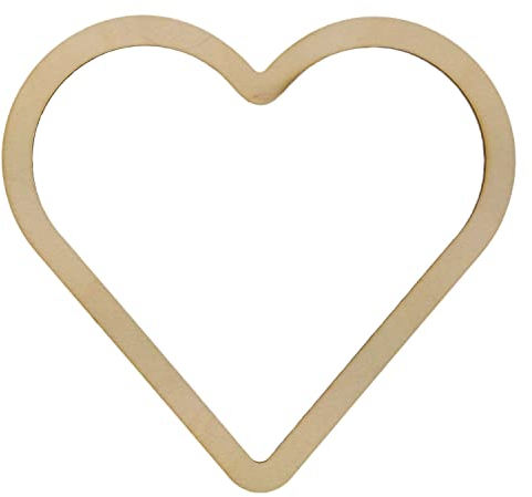 Holz Herz 30cm x 1cm x 3mm Herzförmige Holzring Holzrahmen Herz aus natürlichem Holz Bambus Natur Anhänger zum Basteln Makramee DIY Knoten Wickeln Traumfänger Floristik Wanddeko Fensterdeko