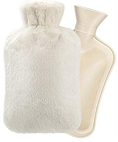 YAHOM Hot Water Bottle - Water Bag with Organic Cotton Cover, Rubber Hot Water Bag for Pain Relief, Hot & Cold Therapy, Cramps, Neck, Shoulders and Feet Warmer