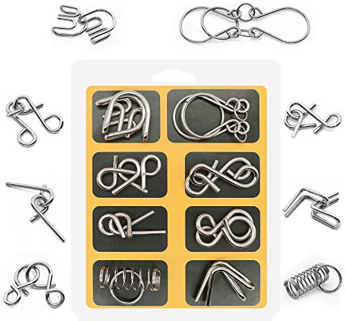 Metal Wire Puzzles Toy Brain Teaser Puzzles Mind Games IQ Test Toy Cracker Fillers for Kids Adults, Set of 8