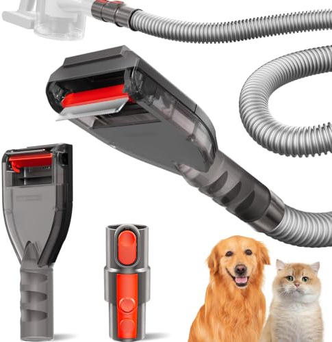 Portek Brosse de toilettage pour poils de chien sans fil Dyson V15 V12 V11 V10 V8 V7 V6 G5 GEN5 Outsize V6, kit d'outils de toilettage avec adaptateur de tuyau d'extension (style Dyson)