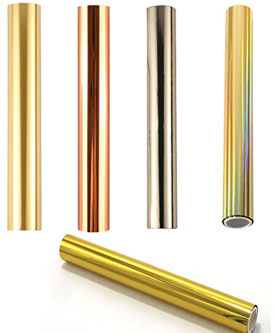 5 Stück glitzernde Heißfolie, metallische Vielfalt, schöne Diamantfarbe,Faserrollen, Heißstempelfolie, Folie von Laserdrucker und Laminiertoner, reaktive Folie für Scrapbooking, Papierhandwerk