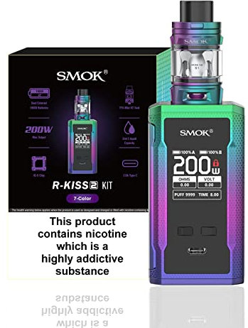 SMOK R Kiss 2 Vaping Kit, Ergonomic, Stylish, Professional Upgrade, Powered by Dual I8650 (Not Included), 2mL, E Cigarettes, E Cig, Refillable and Rechargeable, SMOK Vaping, No Nicotine (Rainbow)