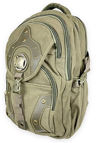 kennydoo großer Rucksack von Babyfish/Damen und Herren Canvas Backpack/Laptopfach (militär grün)
