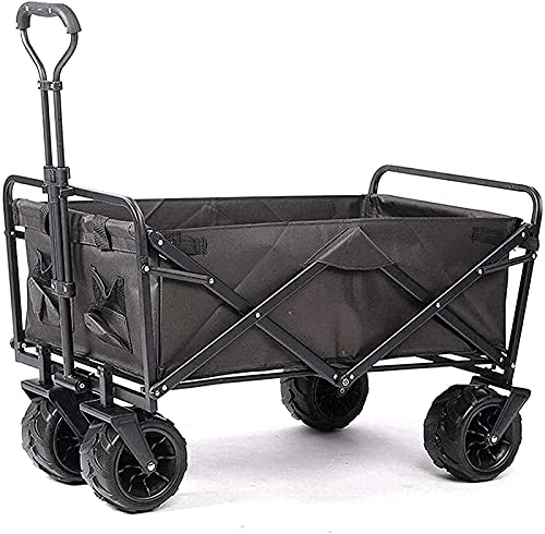 ATAAY Zusammenklappbarer Campingwagen mit Futter, zusammenklappbarer All-Terrain-Utility für Sand, robuster, zusammenklappbarer Outdoor-Gartenwagen, zusammenklappbarer Strand-Transportwagen (K Grey)