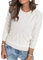 Arach&Cloz Pullover Damen Langarm Elegant Frühjahr Winter Strickpullover Weiß Rundhals Pulli Sweatshirt (L)
