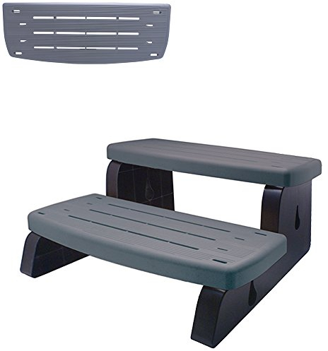 TE-Trend Whirlpool Pool Zubehör Outdoor 2-Stufen Treppe Doppelstufe Einstiegstreppe Kunststoff bis 360 kg belastbar Coastal Grey Grau