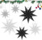 6 Stück Papiersterne für Weihnachts Deko: Faltstern Weihnachten, 9 Zacken Stern zum Aufhängen Papier Stern Dekoration 3D Weihnachtsstern Deko Weihnachtsdekoration Fensterdekoration (Schwarz,Weiß,Grau)