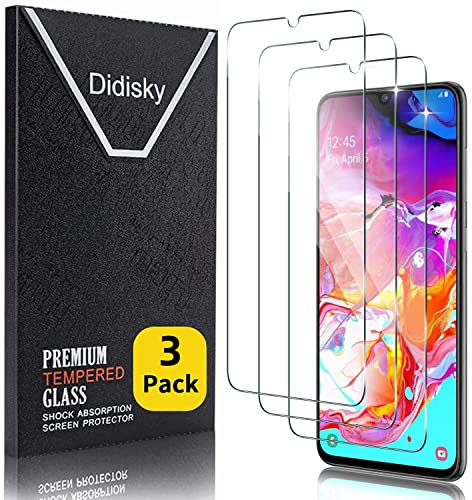 Didisky 3 Stück Schutzfolie Kompatibel mit Samsung Galaxy A70,Entsperren von Fingerabdrücken,9H Hartglas, Keine Blasen, High Definition Schutzfolie, Einfach anzuwenden, Fall-freundlich