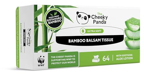 The Cheeky Panda Bamboo Balsam Tissues Box Multipack | 12 Boxes of 64 Facial Tissues | Soothing Aloe Vera
