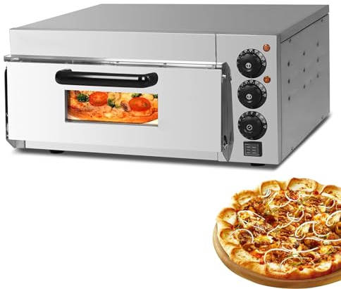 Forno Per Pizza Commerciale, Pizzaiolo In Acciaio Inossidabile Con Pietra Per Pizza E Timer, Preriscaldamento Rapido E Temperatura Regolabile, Riscaldamento Uniforme a 360°, Per Cotti Ristorante