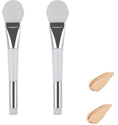 2 Pezzi Pennello per Maschera Facciale in Silicone A Doppia Estremità, Pennello per Trucco Maschera di Argilla, Adatto per Maschera per Gli Occhi Fai te, Cura Della Pelle - Bianco