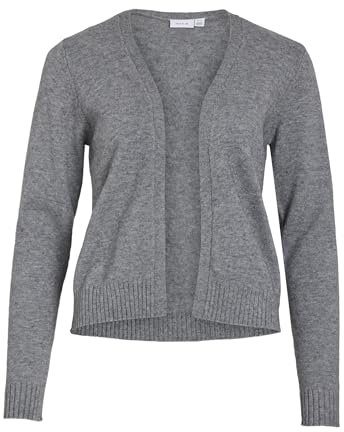 Vila Damen Viril Short L/S Knit Cardigan-noos Strickjacke, Medium Grey Melange,S