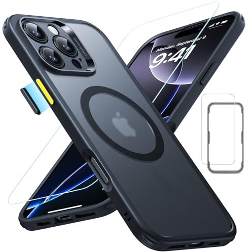 ESR for iPhone 16 Pro Max Case (4 in 1) Set, Translucent Matte Case with Screen Protector, Compatible with MagSafe, Military-Grade Protection, Classic Series, Frosted Black