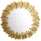 FineBuy Wandspiegel Federn 68 cm Metall Design Hängespiegel Gold, Eisen Dekospiegel Rund, Spiegel Wand Groß, Flurspiegel Garderobenspiegel Modern