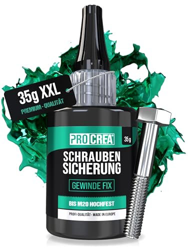 PROCREA® Schraubensicherung (35 g) Gewinde Fix hochfest [24 Monate Haltbarkeit & Anti-Austrocknungs-Spitze] Hitzebeständiger Schraubensicherungslack und Schraubenkleber in bester Profi-Qualität
