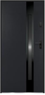 Vente-unique - Porta d'ingresso H207 x L100 cm vetro fumé Nero e Antracite apertura verso sinistra in Acciaio massiccio e Inox - BRAGA