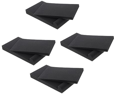 Schalldämmmatten für Lautsprecher, 4 Stück Polyethylen, Schwarz | Geräuschdämpfende Pads für Subwoofer und Boxen, Vibration Absorbierend, Mehrere Winkel, Vielseitige Konfiguration