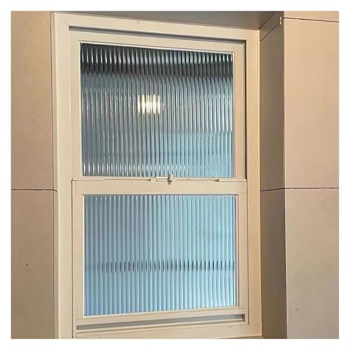 Finestra di ventilazione del bagno Finestra di servizio mobile, finestre a scorrimento verticale, finestra di concessione in vetro temperato con struttura ondulata con serratura(WxH 12x40in(30x102cm))