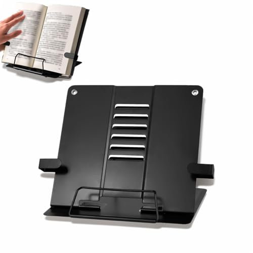 Leggio per Libri Metallo, Supporto Regolabile Multifunzione per Ricettario, Documenti, Pieghevole Leggio da Tavolo per Libri, Ricette, iPad, Tablet, per Cucina, Ufficio, Scuola e Musica