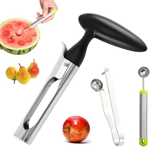 Kirschentkerner Profi, Apfelausstecher, Apfelstecher, Apfelentkerner Entferner mit ABS-Griff, Melonenausstecher aus Edelstahl, Melonenschneider, Oliven Entkerner, Granatapfel Entkerner