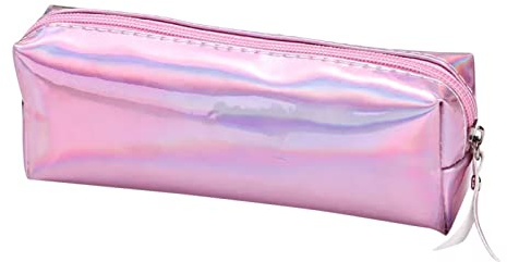 HJJEFRNO Colored Waterproof Pencil Bag Gold Stationery Pencil Box Stationery Makeup Storage Bag Trousse à Crayons(Pink)