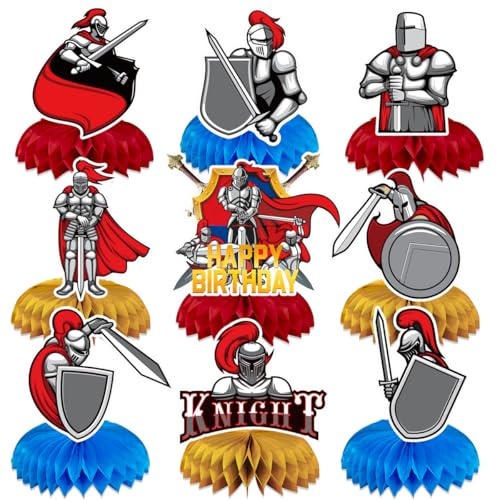 Fuwraixis Mittelalterliche Thema Dekorationen, Vintage Ritter Geburtstag Tisch Party Dekoration, 9 Stück Spartan Warrior Beehive Centrepieces, für Kinder und Erwachsene Parteien
