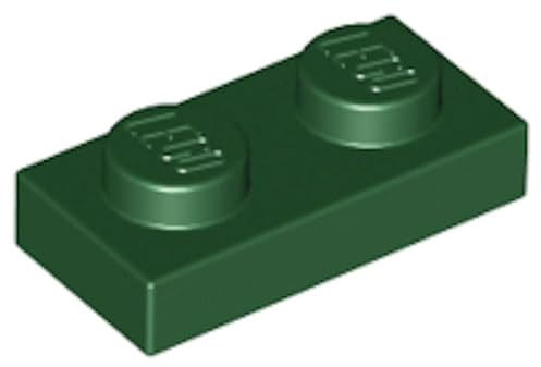 LEGO Plate 1 x 2, Building Brick Component, Part 3023, Choose Your Colour (Dark Green, 100, Bricks)