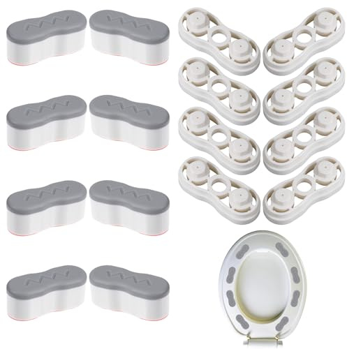 Matwsec 8PCS Toilet Seat Buffers Toilet Seat Bumpers Self Adhesive Bumpers Pads Replacement with 2 Heights Adjustment for Families Hotels Hospitals School Toilets Seats