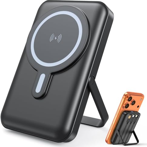 Powerbank, 10.000 mAh PD 22,5 W, Power Bank magnética, PowerBank inalámbrica con USB-C USB y cable Lightning, carga inalámbrica con pantalla LCD para iPhone 16/15/14/13/12/Pro/Pro Max Serie