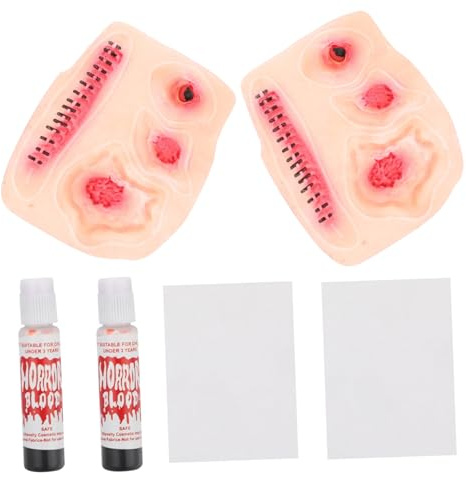 LALAFINA 2 Pezzi Adesivi Temporanei Ferite Halloween in Lattice 3d Impermeabili per Trucco Cosplay e Feste a Tema