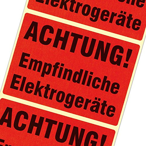 2000 Etiketten Versandetiketten Achtung empfindliche Elektrogeräte Haftpapier 105 x 74 mm leuchtend rot
