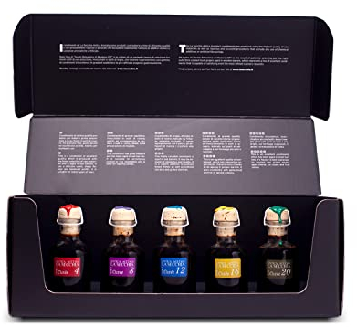 La Secchia - Coffret Dégustation de 5 Variétés de Vinaigre Balsamique de Modène IGP avec Différents Vieillissements, 5 Bouteilles de 50 ml, Fabriqué à la Main en Italie