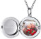 Custom4U Runde Bilder Anhänger Halskette mit Wunsch/Namen/Text Gravur S925 Silber Benutzerdefinierte Foto Medaillon Amulett zum Öffnen in Weißgold mit 56cm Kette für Geburtstag Weihnachten Jubiläum