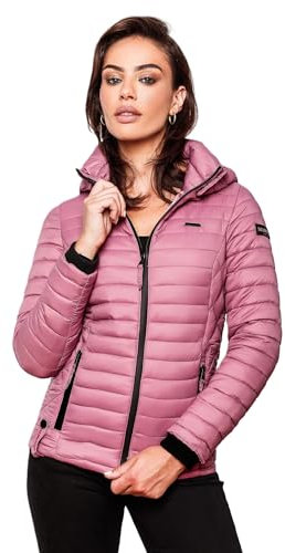 Marikoo B600 Giacca trapuntata da donna con cappuccio, per le mezze stagioni, rosa antico, S