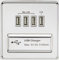 Knightsbridge SFQUADPCG Screwless Quad USB Charger Outlet, Polished Chrome with Grey Insert, 5.1 A