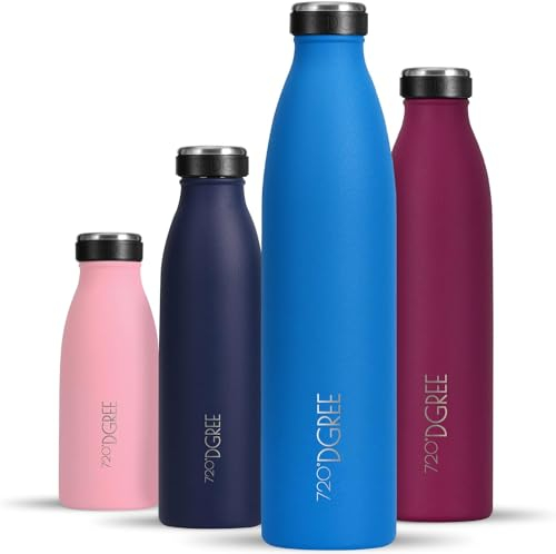 720°DGREE Gourde Acier Inoxydable milkybottle – 750ml, Noir | Bouteille Isotherme d'eau | Revêtement durable parfaite pour enfants, sport, l'ecole | Isolée Qualité supérieure