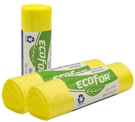 Virsus 350 Sacchi Spazzatura misura 70x110 cm Colore GIALLO con capacità 110 Litri sacchetti per immondizia per raccolta differenziata