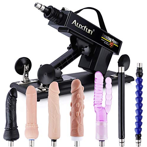 Auxfun Fickmaschine mit Dildos,3XLR-Stecker Sexmaschine Frauen Männer | Sex Machine mit 7 Aufsätze,Geschwindigkeit Einstellbar Dildo Maschine,Tragbares Fuck Machine,Sexspielzeug