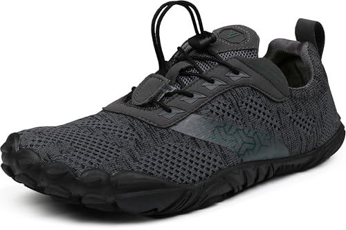 WHITIN Men's Trail Running Shoes Minimalist Barefoot Five Fingers Wide Toe Box Size 9 Gym Workout Fitness Zero Drop Hiking Lifting Minimus Grey 42