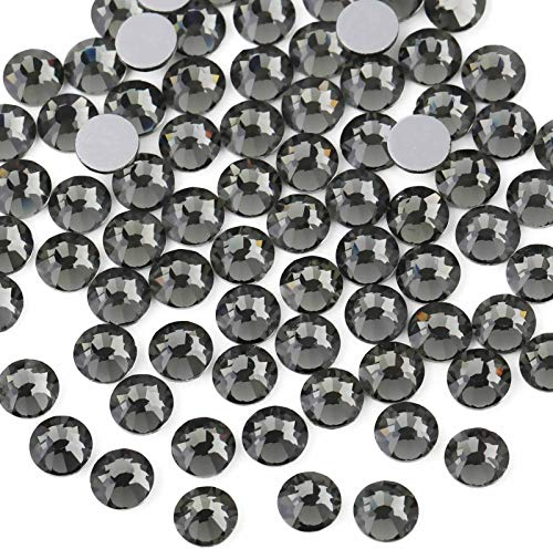 Beadsland 1440 PCS Flat Back Crystal Rhinestones Round Gems for Nail Art and Craft Glue Fix,Black Diamond(SS10(2.7-2.8mm))