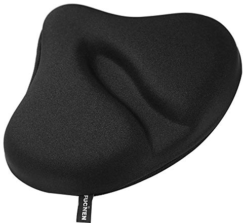 FUCNEN 26(L)x32cm(B)Sattelbezug gel für Heimtrainer Sattelbezug Fahrrad Gel Gepolsterter großer&Breiter Fahrradsattelpolster Stationäres Fitness-Fahrradsitzkissen Bezug Bequeme weiche Gel-Konstruktion