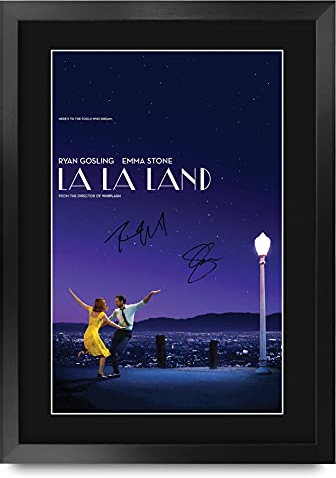 HWC Trading La La Land Geschenke Geducktes Signiertes Autogramm Foto für Fans von Film Memorabilien - A3 Gerahmt