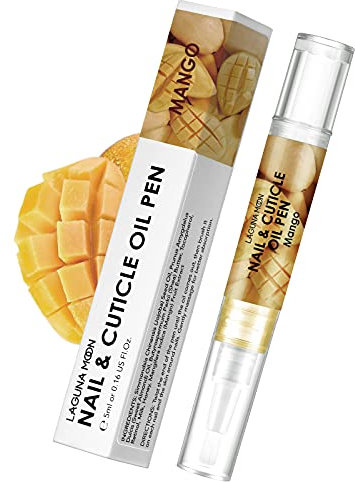 Lagunamoon Cuticle Oil Pen for Nail Care, 5ml Nail Oil Pen with Natural Ingredients to Moisturize and Nourish Dry Nails and Cuticles, Cuticle Oil to Prevent Nail Cracking and Hangnails, Mango