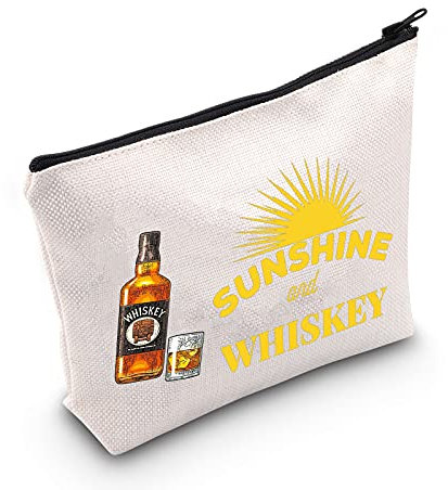 LEVLO Sunshine Whiskey Kosmetiktasche Whiskey Trinker Geschenk Sonnenschein und Whiskey Make-up Tasche mit Reißverschluss für Damen G, Sonnenschein und Whiskey