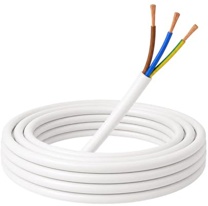 10m Stromkabel Weiß 3x1,50 mm² 3-adrig H05VV-F PVC Elektrokabel flexible Schlauchleitung Zuleitung