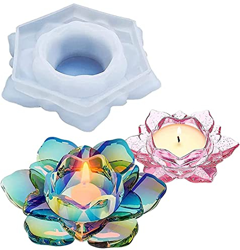 Guanyj Moules en Silicone pour Fleurs de Lotus Moules en Résine de Lotus Moules en Résine époxy de Silicone pour Bougies Chauffe-plat Pour Fabriquer des Bougeoirs,Cendriers,Décoration de la Maison